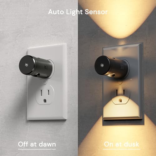 Image of L LOHAS LED Night Lights Plug into Wall, 4 Pack 3000k /5000K /Amber Adjustable Color Temperature Night Light, Mini Nightlight with Dusk to Dawn Sensor, 180Adjustable Lighting for Bathroom, Hallway