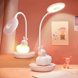 Bunny Lamp for Kids, LED Eye Protection Reading Lamp, Rechargeable Energy Saving Bedside Lamp, Lovely Lamp, Feeding Light, Night Light, Dimmable Touch Sensor Table Lamp, Cartoon Style (Pink)