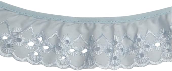 Ruffled Eyelet Lace Trim - DIY Accessory for Sewing, Crafts, Gift Wrapping, Decorations - Great for Weddings, Baby Clothes, Dress, Blankets, Pillows - Cotton Fabric - 2" x 18 Yards, Blue