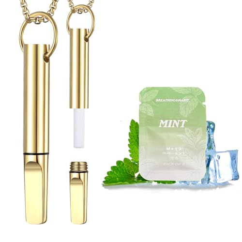 Breathing Necklace with Resistance Breath Free Necklace with Filters Breathing Exercises Meditation Valentines Day Birthday Gift for Women Men Stress Relief Calm