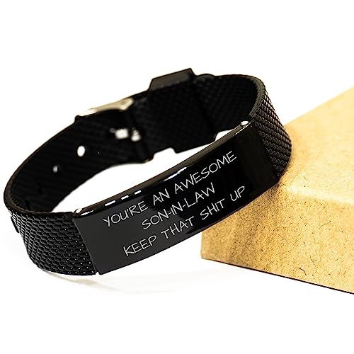 Son-In-Law Black Shark Mesh Bracelet, You're An Awesome Son-In-Law Keep That Shit Up, Best Funny Gifts, Birthday Gifts, For Men Women #TOP2