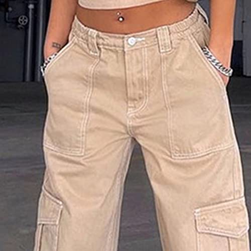 DGHM-JLMY Ladies Street Fashion Workwear Straight Trousers Harajuku High Waist Slim Loose Khaki Jeans Wide Leg Pants Retro3