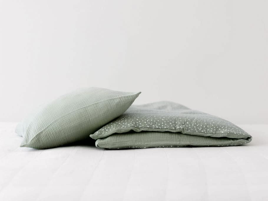 TISU Baby Crib Duvet Cover Soft Muslin Double Gauze Bedding Boy Girl Nursery Kids Sheet Bedsheets (Mint Dot)