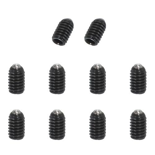 PATIKIL M4x6mm Ball Point Set Screws, 10 Pcs Carbon Steel Hex Socket Spring Plungers Grub Screw for Industrial Machine Home Furniture Workplaces, Black