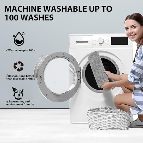 DARIS Mikrofaser-Reinigungspads, 6 Stück, wiederverwendbar, waschbar, flach, Wischmopp-Pads, Nass- und Trockenwischer, Ersatzpads für Holz, Hartholz, Laminat, Fliesen