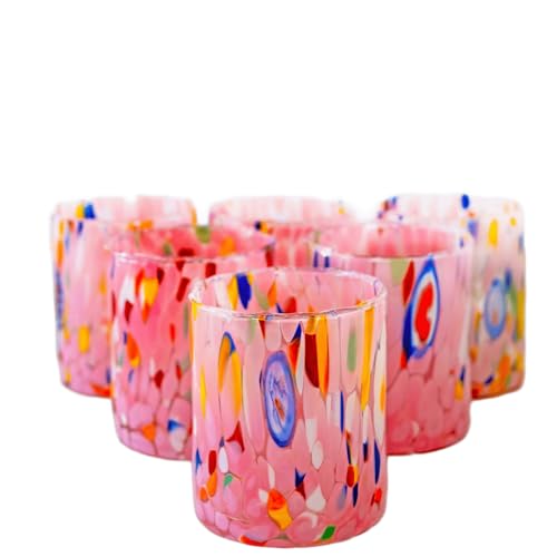 MurArt Bicchieri di Murano Set da 6 bicchieri da 300ml Collezione Tower in vetro soffiato a mano in lavorazione artigianale Made in Italy