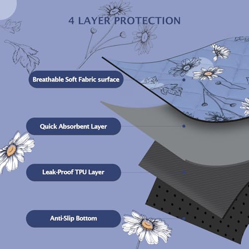 Image of IEUUMLER Washable Pee Pads for Dogs, 2 Pack Non-Slip & Waterproof Pack Whelping Pad, Reusable Washable Puppy Potty Training Pad with Fast Absorbent for Playpen EU007 (Gray Blue Daisy, 30 inchX20 inch-2pcs)