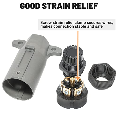 Oyviny Rv 7 Pin Trailer Plug With Ip68 Waterproof Seal, Detachable 7 Way Round Rv-Style Trailer Side Connector 7 Point Trailer Wiring Plug #TOP6