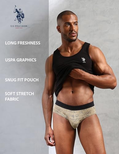 Image of U.S. Polo ASSN. Mens OEB16 Low Rise Printed Underwear Briefs - Pack of 3