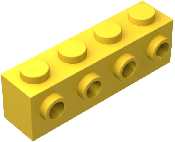 Classic Brick Bulk, Yellow 1x4 Brick, with Studs on Side Building Flat 200 Piece, Compatible with Lego Parts and Pieces: 1x4 Yellow Brick Studs(Color: Yellow)