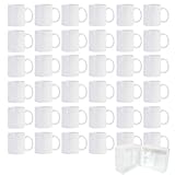 CRUMANCY 36pcs Sublimation Mugs, 11oz White Coffee Cup Set, Ceramic Coffee Mug, with Foam Box, Machine Washable, White Ceramic Cups Bulk Mugs for Tea Latte Hot Cocoa