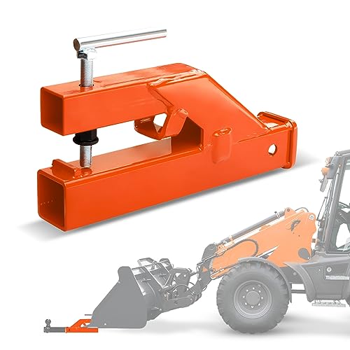 EBESTTECH Bucket Hitch Receiver for Tractor Clamp On Trailer Hitch Receiver 2 Ball Mount Adapter Compatible with Deere Bobcat Orange