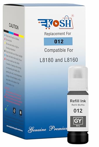 Image of KOSH 011 & 012 Refill Ink Bottle Compatible for Epson L8180 and L8160 Printers (1, Grey)