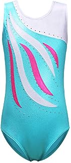 Leotards for Girls Gymnastics Toddler Shiny Diamond Metallic Athletic Bodysuit B179 LightBlue 6A
