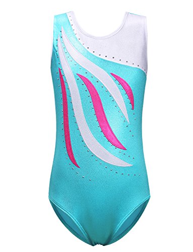Leotards For Girls Gymnastics Toddler Shiny Diamond Metallic Athletic Bodysuit B179_Lightblue_12A #TOP6