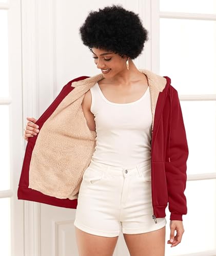 Image of SWISSWELL Hoodies for Women Winter Fleece Sweatshirt - Full Zip Up Thick Sherpa Lined Hooded Jacket