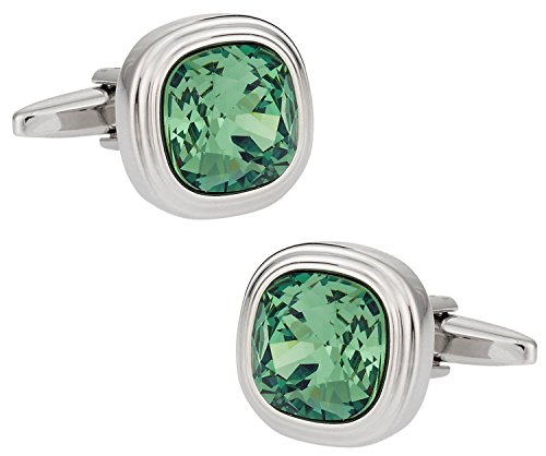 Mens Erinite Green Crystal Cufflinks with Travel Presentation Gift Box
