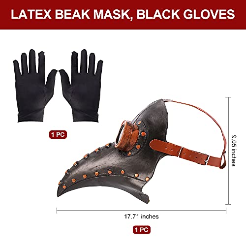 Plague Doctor Mask Bird Beak Long Nose Beak Steampunk Mask with a Pair of Gloves and Black Hooded Cloak Halloween Costume Props Mask steampunk buy now online