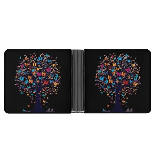 Butterfly Tree Funny Men's Slim Bifold Wallet with Multiple Card Slots Front Pocket Purse