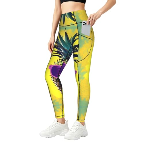 Conjuntos de entrenamiento con bolsillos y leggings con estampado de piña de uso diario