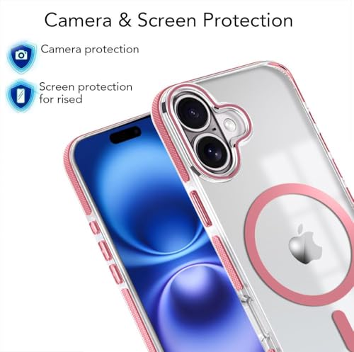 Image of MINTZZ ️ for iPhone 16 Plus Case, Compatible with MagSafe, Military-Grade Protection, Yellowing Resistant, Scratch-Resistant TPU Back, Magnetic Phone Case (Pink, iPhone 16 Plus)