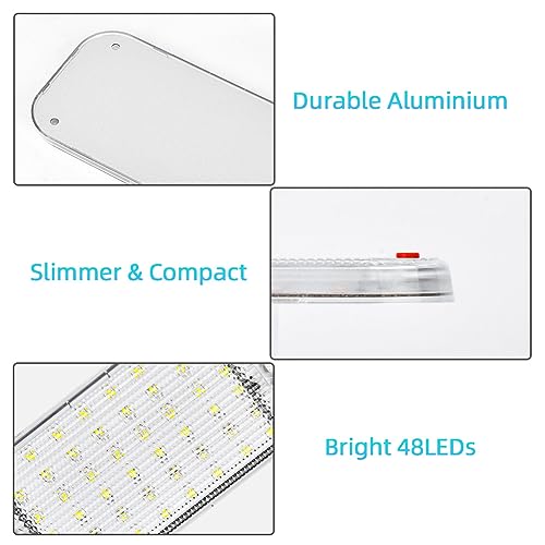 URAQT 48 LED Innenbeluchtung Auto, 2 Stück Super Hell 800LM 12V LED KFZ Innenraumbeleuchtung mit Schalter 6000K Weißlicht Kfz Beleuchtung… – Ansicht 3