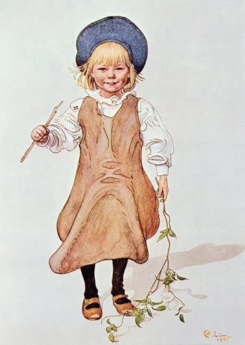 Affiche toile Carl Larsson portrait de jeune fille deco murale 60x90cm