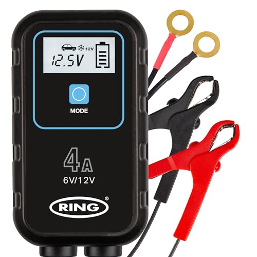 Ring Automotive RSC904-4A Smart Car Battery Charger, 6V & 12V Battery Maintainer - 9 Stage Charger for AGM, Leisure, Lithium, Car, Motorbike and Caravan Batteries, BLACK