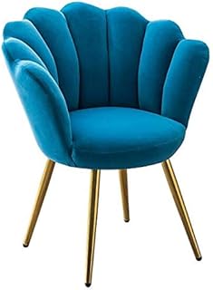 LHY HOME Poltroncina Camera da Letto con Gambe in Metallo Petalo Poltrona in Velluto, Sedia Sala da Pranzo, Poltrona Relax per Salotto Sala D'attesa,Blu