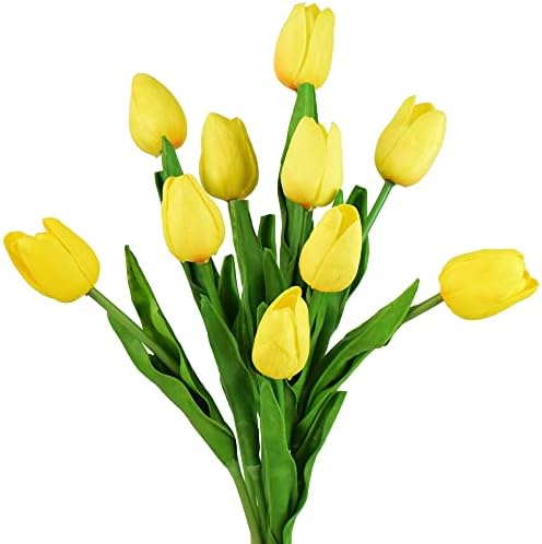 FiveSeasonStuff 10 Stems of Real Touch Tulip Artificial Flowers Bouquet, Perfect for Wedding, Bridal, Party, Home, Holidays, Garden, Birthday, Office Décor DIY (Blue)