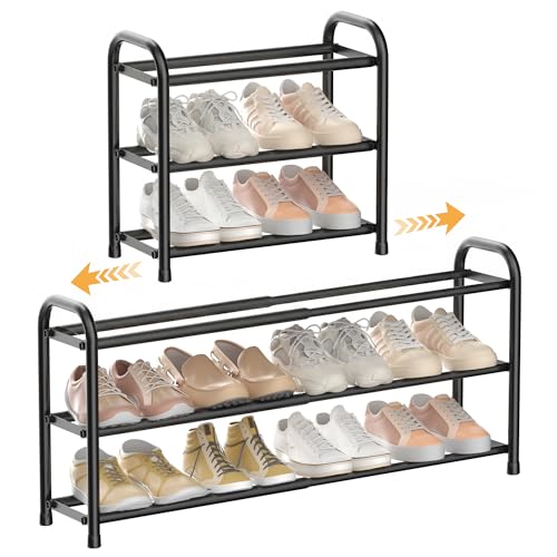 ENJOYBASICS Porte-Chaussures Extensible 3 Étagères Réglables en Métal Noir (45