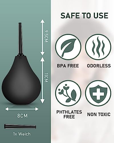 Image of 224ML Douche Enema kit Silicone, Reusable Enema for Constipation Cleaner for Men Women(Black)