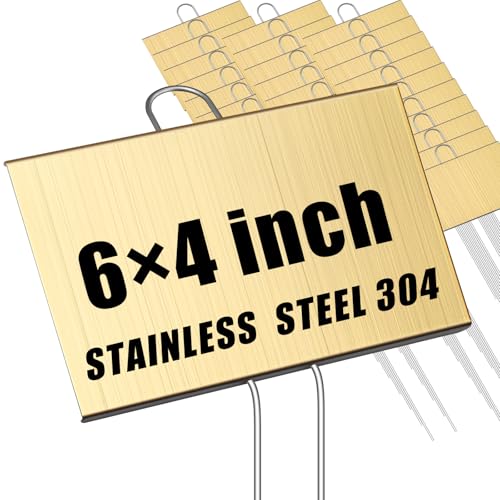 Landhoow 30 Pcs Metal Garden Plant Markers with 11in Stake, 4x6 inch labels