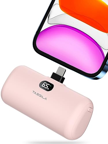 Taegila Small Portable Charger iPhone 5000mAh with Built in Cable, MFi Certified Compact Power Bank with LCD Display & LED Light for All iPhone Series 14/13/12/11/XR/X/SE/8/7/6 Pro Max