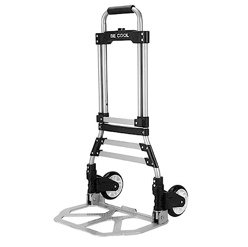 BE COOL Faltbare Aluminium Sackkarre, Sackrodel – Tragkraft bis 80 kg, strapazierfähig, höhenverstellbar, handlich und portabel, Schwarz
