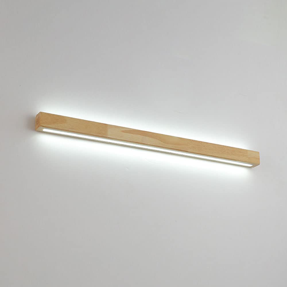 TCHAUSGZUS Wood Linear Wall Light Long LED Wall Sconce Modern Bathroom Vanity Light, Up Down Wooden Wall Light Fixture Wabi Sabi Bedside Deco Sconces for Bedroom Hallway Living Room, Hardwired(Color:W
