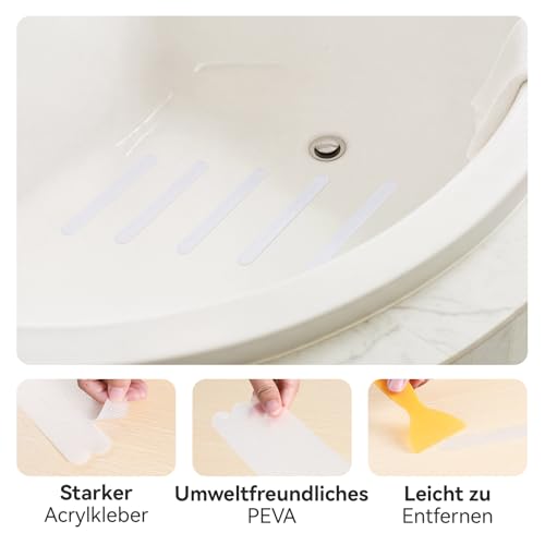 AGPTEK Rutschfeste Badewannen-Aufkleber, rutschfeste Duschstreifen mit starkem Kleber für Badewanne, Dusche, Badezimmer, Rand von Schwimmbad, Treppen, Leitern, Booten, transparent, 36 Stück