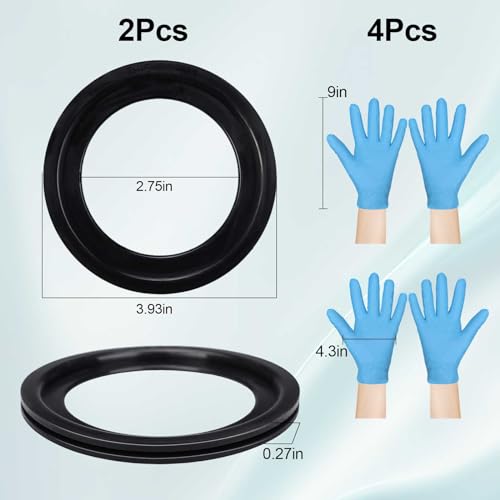 Image of 6Pcs RV Toilet Seal Kit Include 2 Flush Ball Gaskets＆4 Gloves,Flush Ball Seal Replacement 385311658 for Dometic 300 /310 /320, Leakproof Toilet Seals Parts, RV Camping Trailer Accessories
