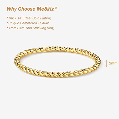 Me&Hz 14K Gold Plated Stacking Rings For Women 1Mm Ultra Thin Gold Ring Braided Rope Band Thumb Kunckle Dainty Simple Eternity Stackable Rings Size 7 #TOP5