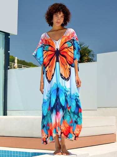 Image of NFVNKJ Women's Plus Size Beach Lounge Kaftan Maxi Dress Swimsuit Coverup for Women