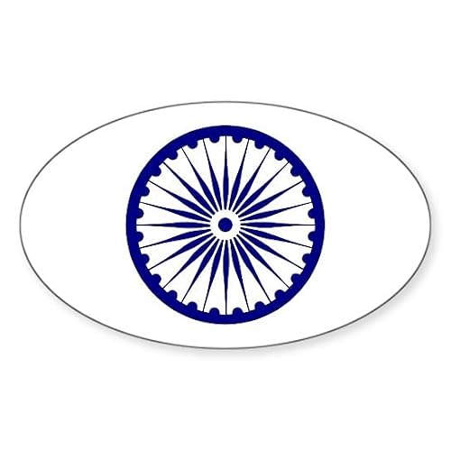 CafePress Ashoka Chakra Oval Car Bumper Sticker(10-Pack)