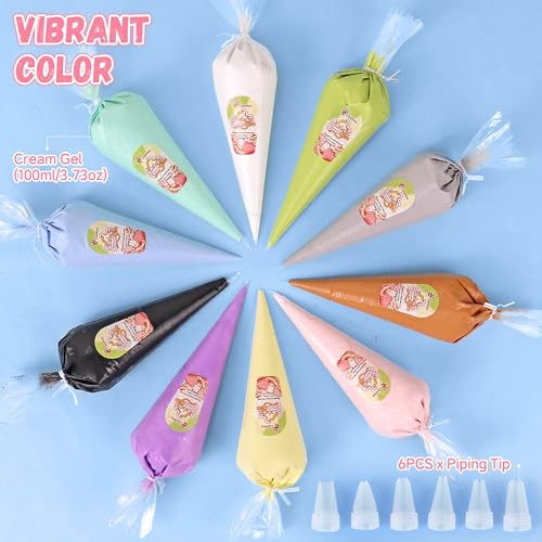Cream Glue, 3PCS White Whipped Cream Glue Kit (Each 100g) with 6PCS Piping Tip, DIY Phone Case Kit for Decoration Craft Gift Fun for Birthday, Christmas
