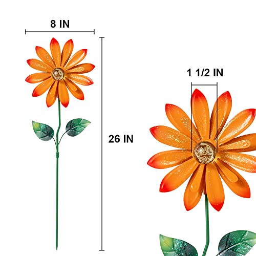 Meetyamor Outdoor Spring Garden Decor, 26" High 8''Dia Metal Flowers Decorative Garden Stakes, Front Yard Art Floral Picks, Garden Barnyard Party Cemetery Grave Lawn Outside Ornaments Decorations #TOP2