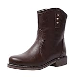  OYSOHE Stiefeletten Damen Retro Casual flach Ankle Boots Slip-On Frauen Stiefel Winterstiefel Damenschuhe(Schwarz,36 CN (43 CN, Braun)