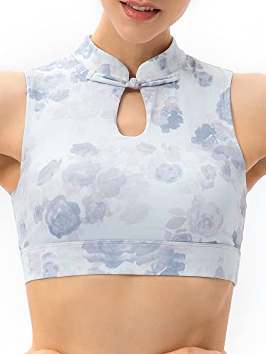 Sutiã de ioga feminino vintage colar com botão estamp sutiã sem fio para treino de corrida colete ca