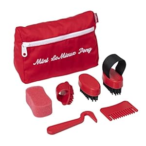 LeMieux Toy Pony Grooming Kit with Brushes, Curry Comb & Sponge – Red – 3 Years +