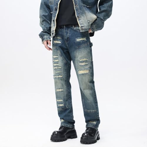 Jeans Pants Trouser Denim Ripped Simple Washed Classic Spring Trend Wide Leg Versatile Long for Men and Women3