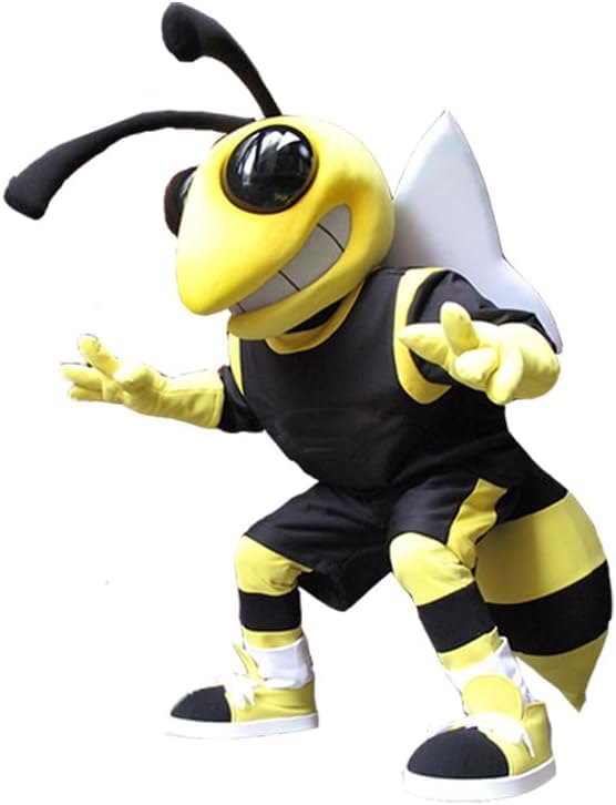 Yellow and Black Hornet Mascot Costume Adult Size for Men Women with Built-in Fan Inside the Head and