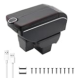 Car Armrest Box for VW Polo 2019-2024 Automotive Accessories 7USB Ports Carbon Fiber Leather Armrest Organizer Storage Box with Cup Holder