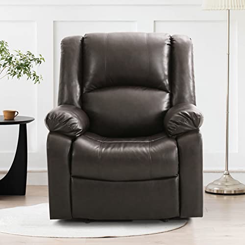 Ryongii Breathable Leather Recliner Chair,Lazy Boy Recliner For Height 5.0-5.6 Feets,Overstuffed Seat And Breathable Fabric Manual Sofa For Living Room,Bedroom(Dark Brown, Single) #TOP5